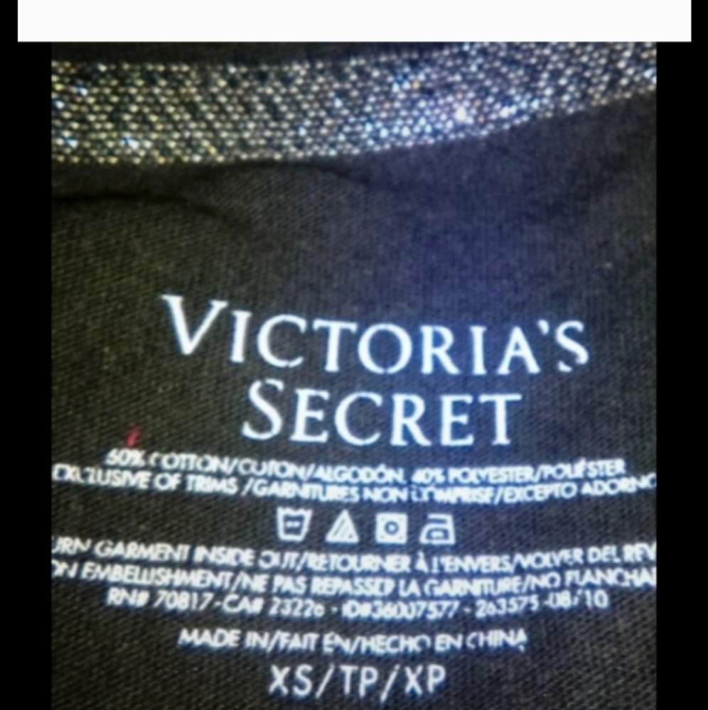 #BUNDLE Victoria's Secret "Gems"Black Tshirt Nite shirt#FREE WRISTLET - Picture 4 of 9